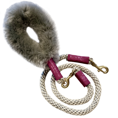 Bundle Shearling Fur Grip + Rope Leash for Dogs