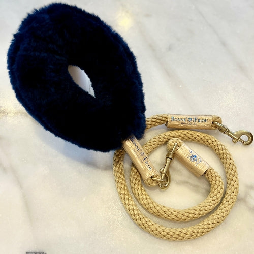 Bundle Shearling Fur Grip + Rope Leash for Dogs