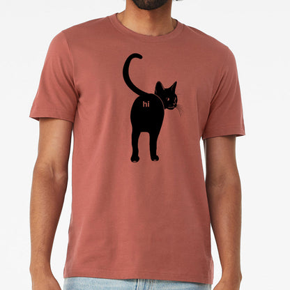 Cat Butt Hi Shirt- Funny Guys Kitten Hello Joke Tee Shirt- Cat Lover