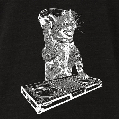 Cat DJ Tshirt, Men's Kitten Disc Jockey Design, Dance Party Animal-