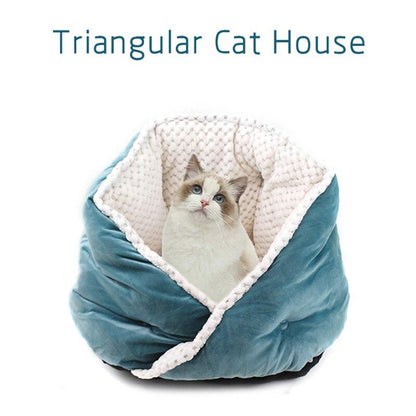 Cat Bed Soft Comfortable Pet Basket Warm Triangular Cat House Puppy